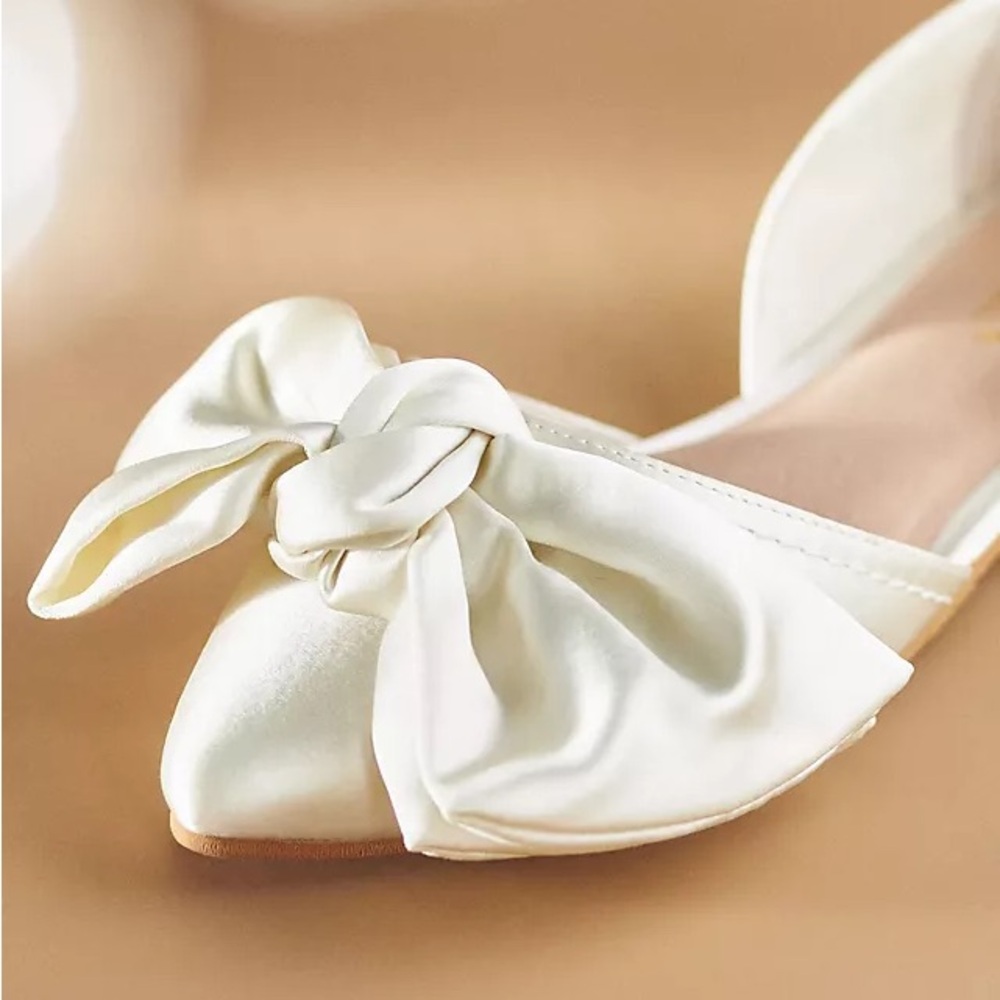 Seychelles Take My Hand D'Orsay Bow Flats Ivory NEW Anthropologie Women’s 9.5